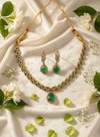 Emerald AD Necklace Set – Antique Gold Finish