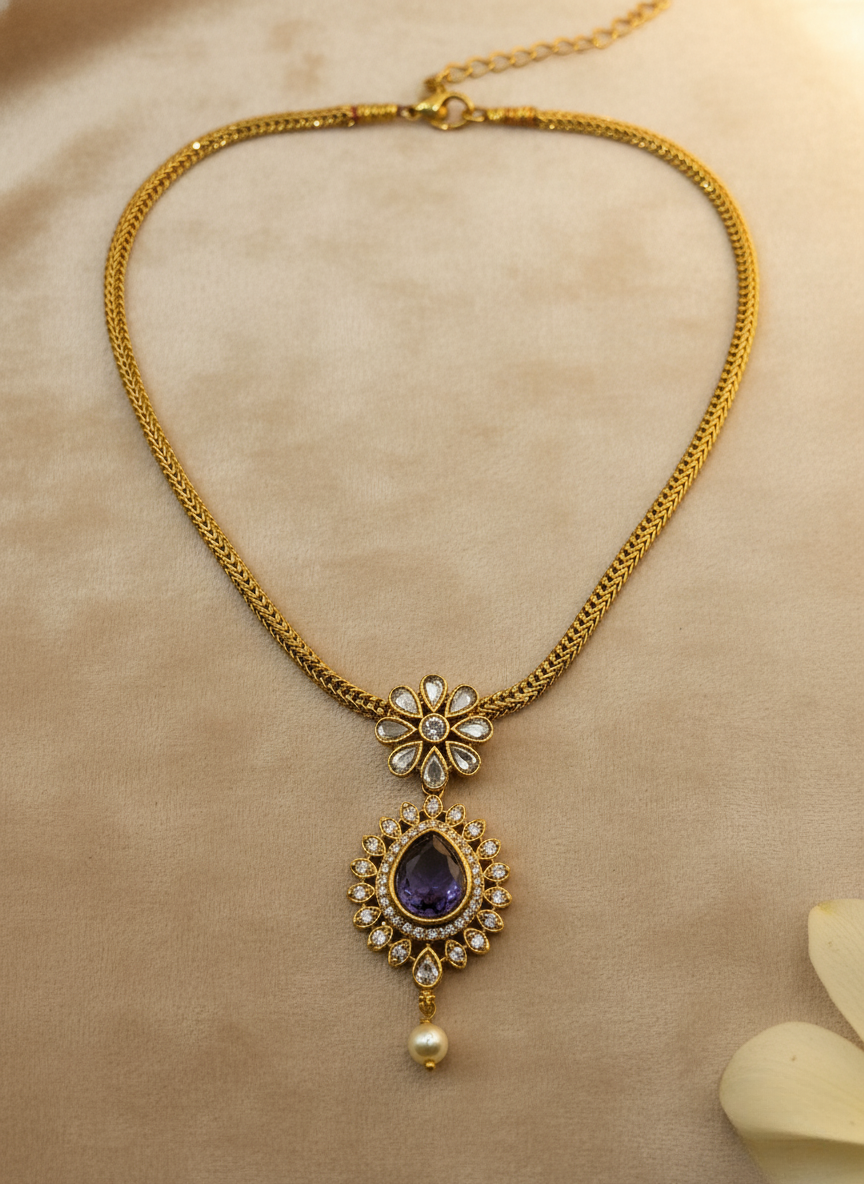 Kashwi AD Violet Bloom Necklace Set