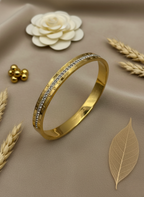 Single Row Crystal Gold Bracelet – Classic Elegance