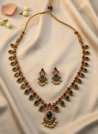Palakka Emerald–Ruby Necklace Set – Traditional Kerala Design