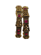 Temple Lakshmi Ruby Antique Bangles (Set of 2)
