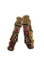 Temple Lakshmi Ruby Antique Bangles (Set of 2)