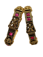 Temple Lakshmi Ruby Antique Bangles (Set of 2)