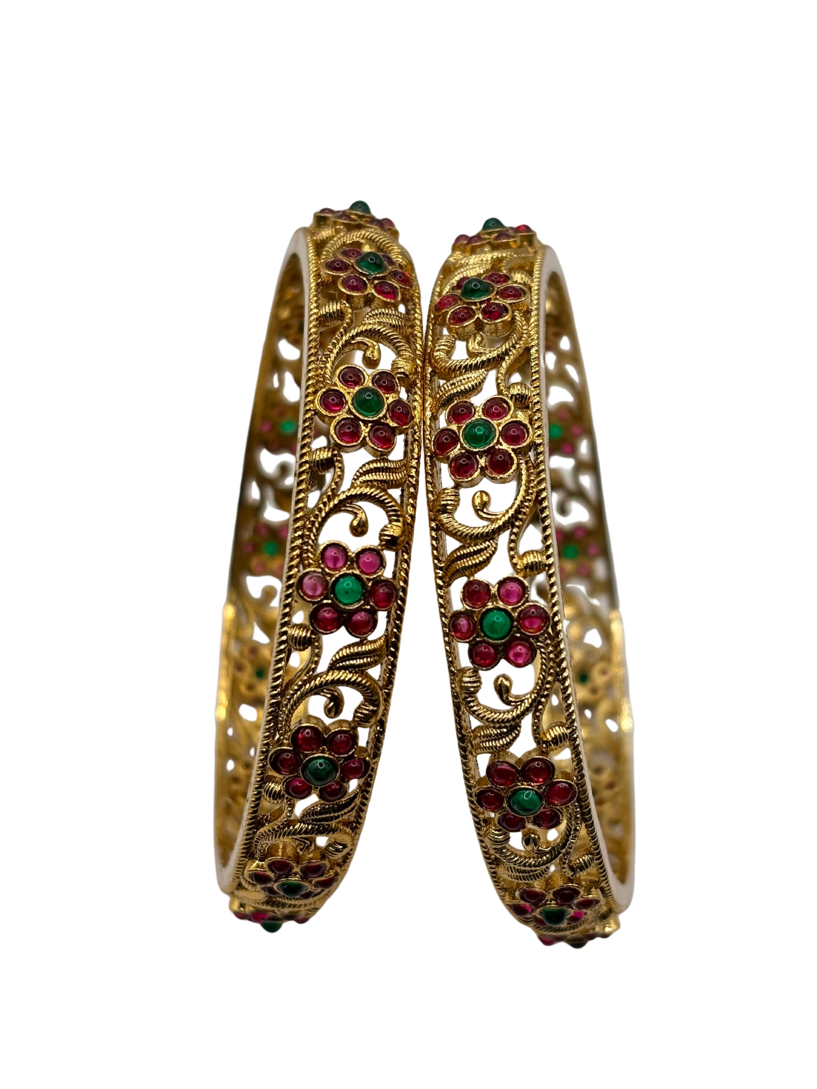 Antique Floral Filigree Bangles (Set of 2)