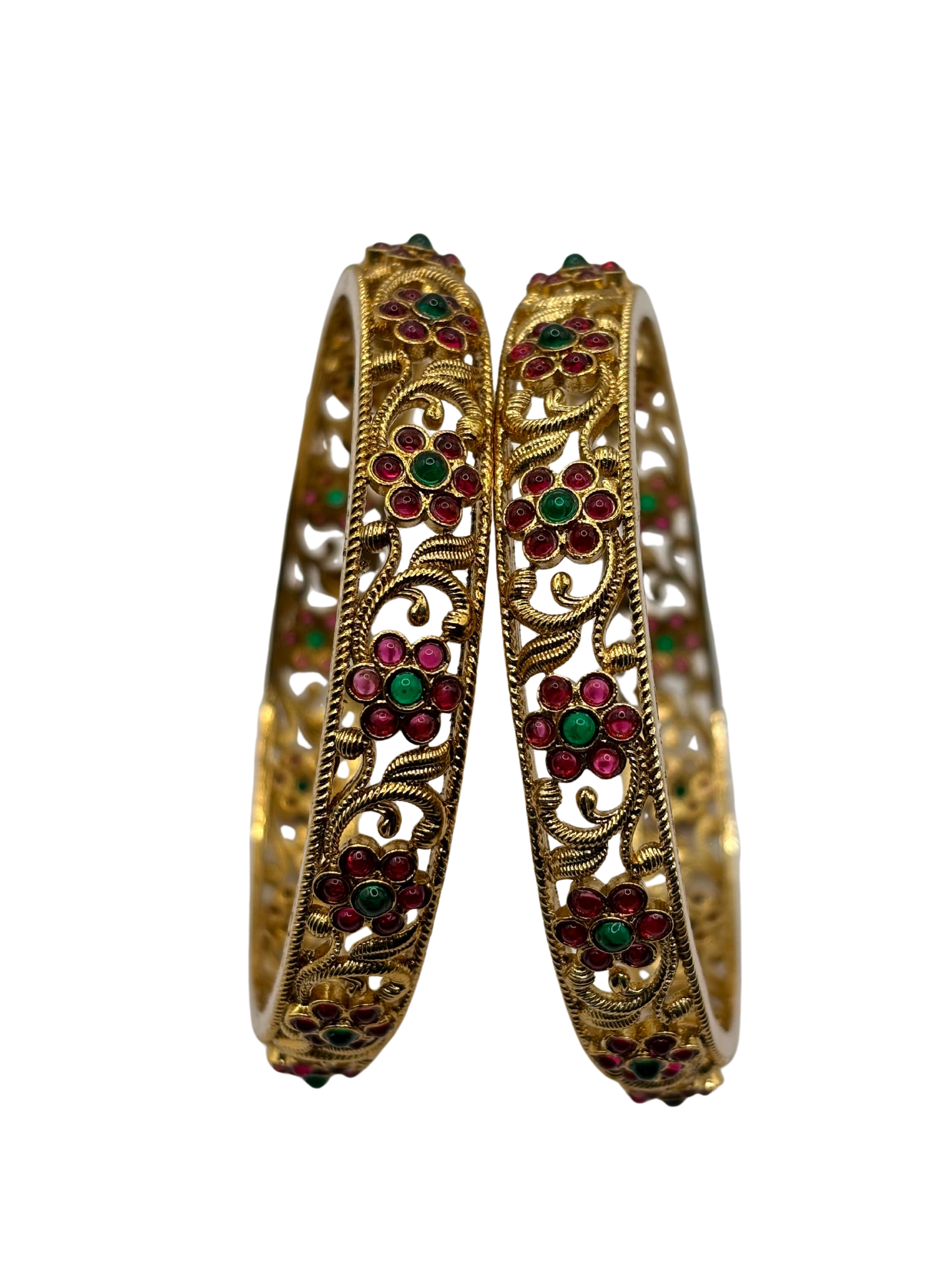 Antique Floral Filigree Bangles (Set of 2)