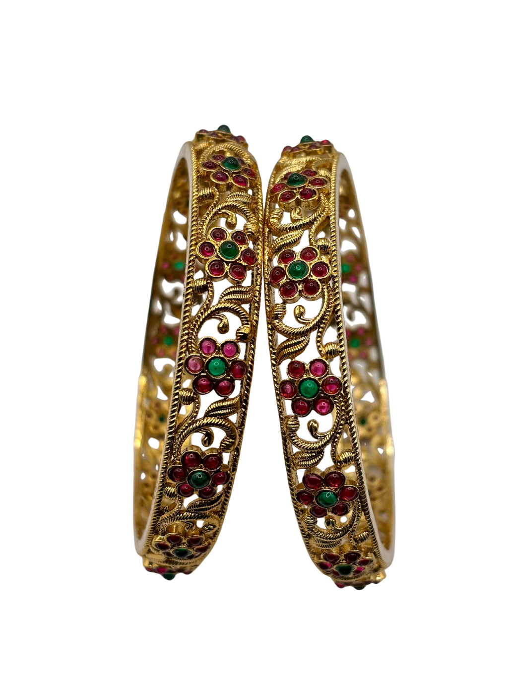 Antique Floral Filigree Bangles (Set of 2)