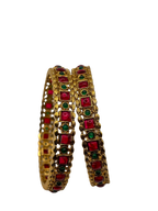 Antique Ruby Square Floral Bangles (Set of 2)