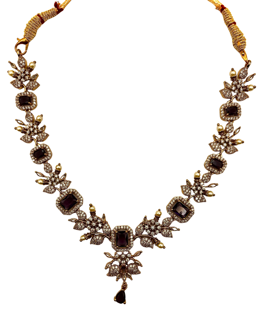 Amethyst Glow AD Necklace Set