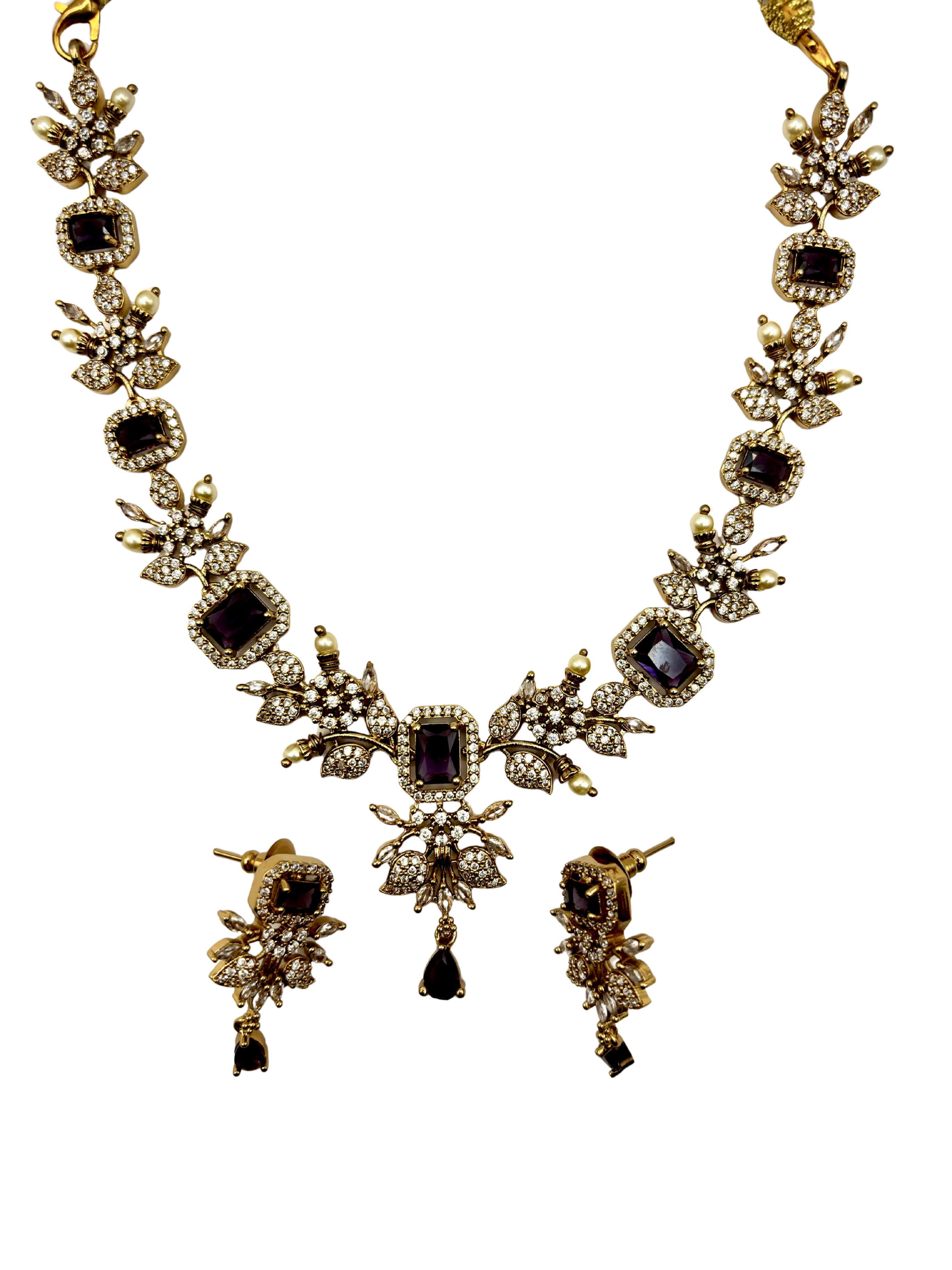 Amethyst Glow AD Necklace Set