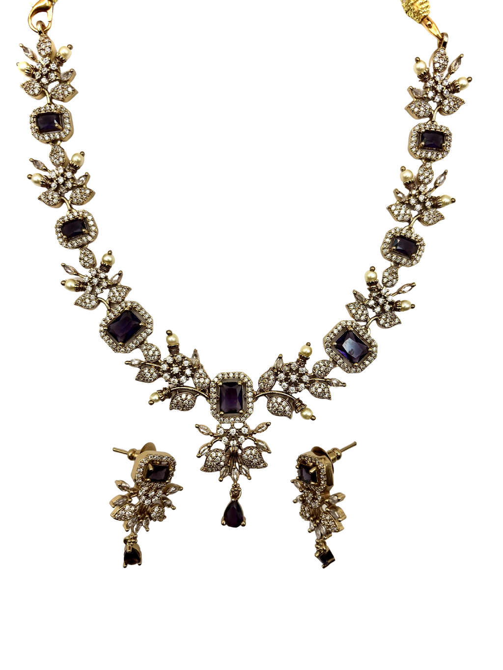 Amethyst Glow AD Necklace Set