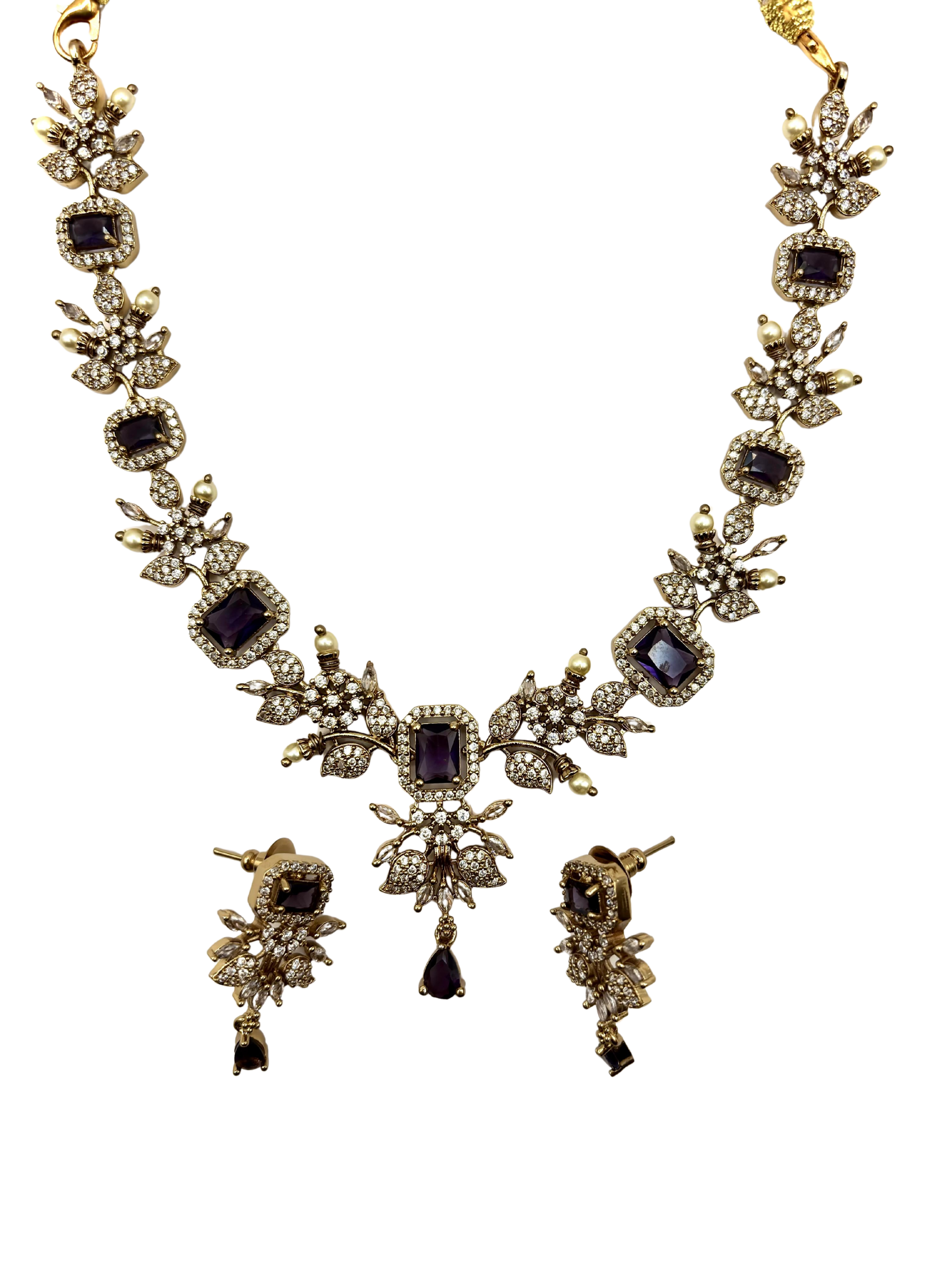 Amethyst Glow AD Necklace Set