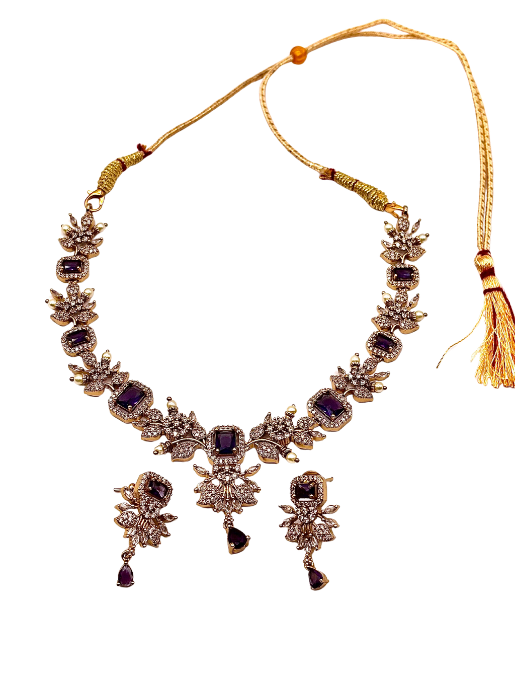 Amethyst Glow AD Necklace Set