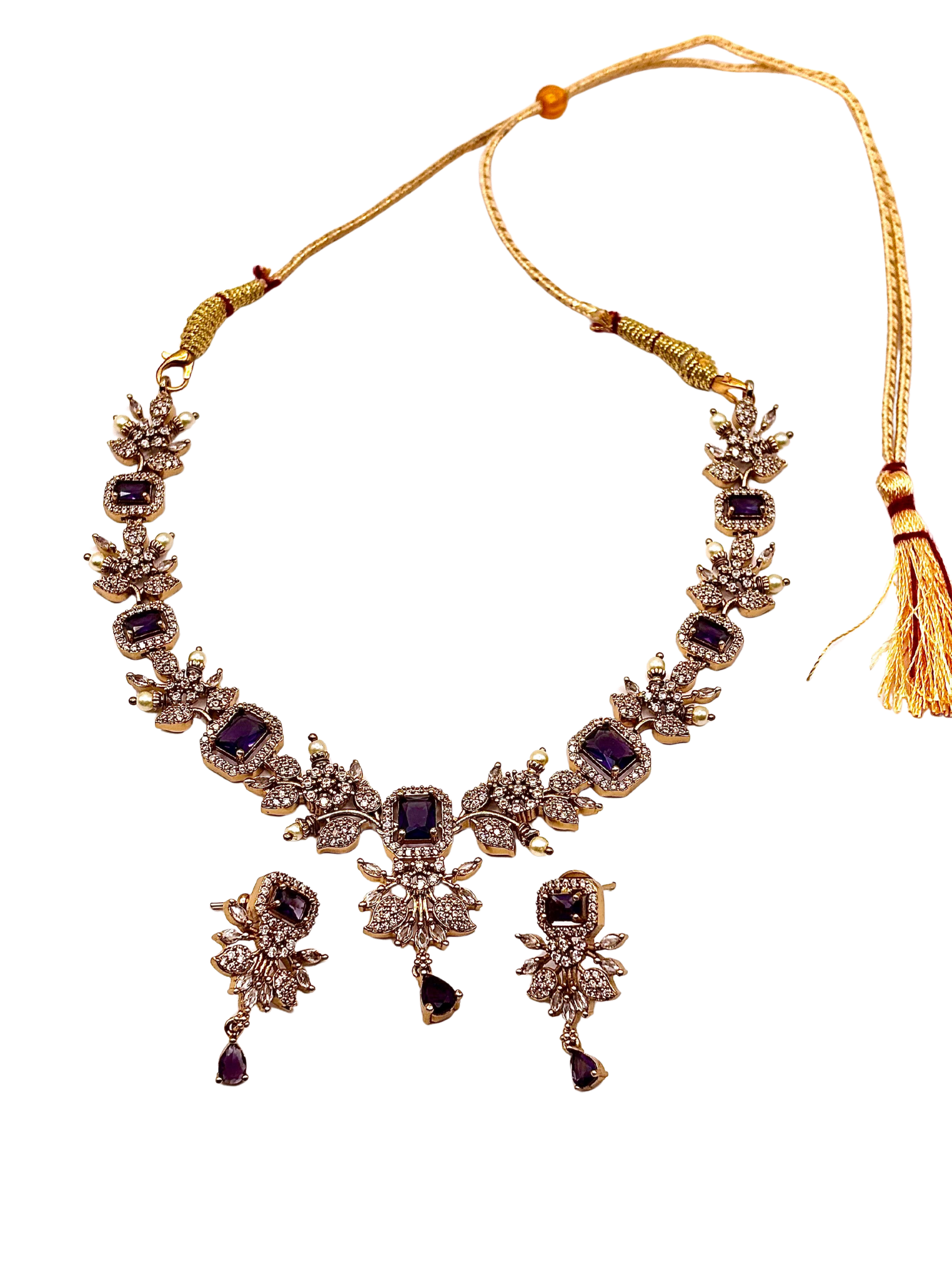 Amethyst Glow AD Necklace Set