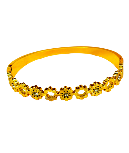 Floral Crystal Bracelet – Gold Bloom Elegance