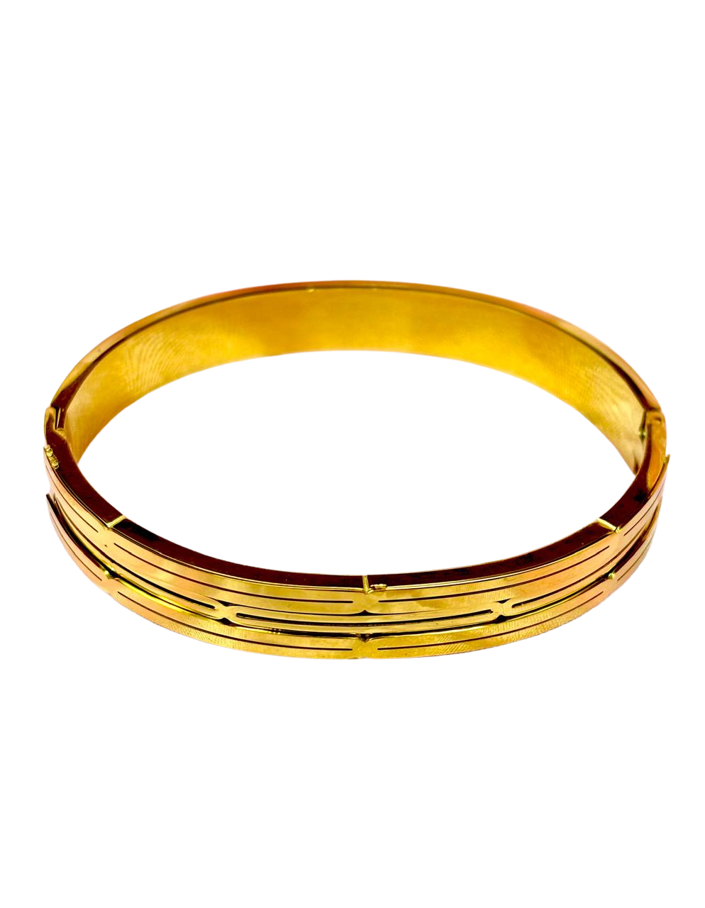 Grooved Elegance Gold-Tone Bracelet