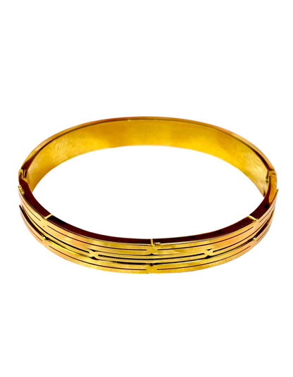 Grooved Elegance Gold-Tone Bracelet