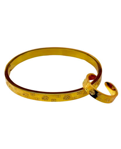 Royal Bloom Bracelet & Ring Combo (Anti-Tarnish Korean Style)
