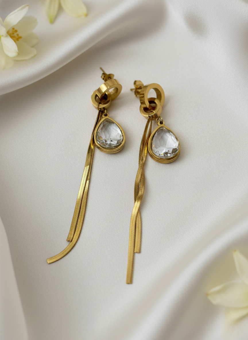 Crystal Drop Drape Earrings
