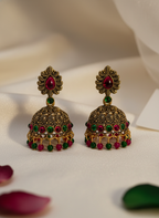 Kashwi Antique Ruby-Emerald Jhumkas