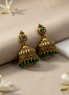 Kashwi Emerald Enamel Antique Jhumkas