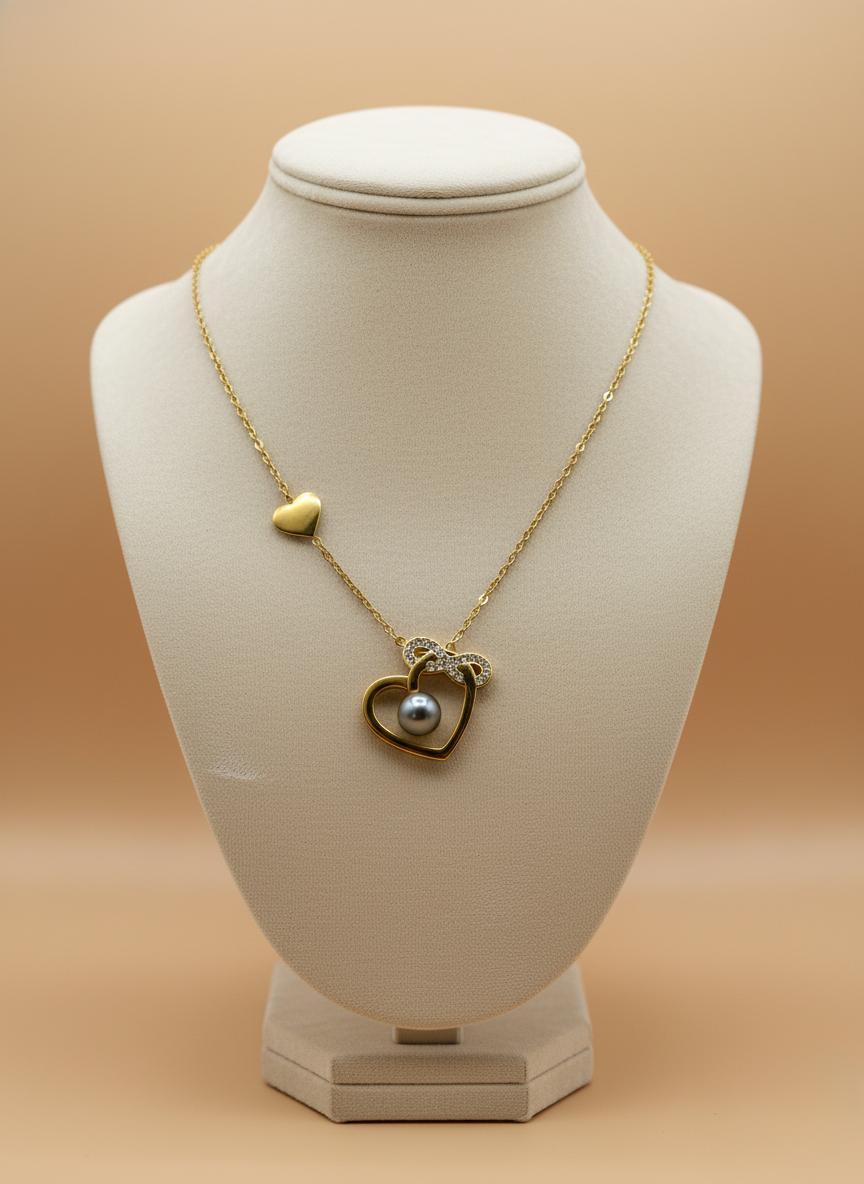 Heart Pearl Infinity Necklace