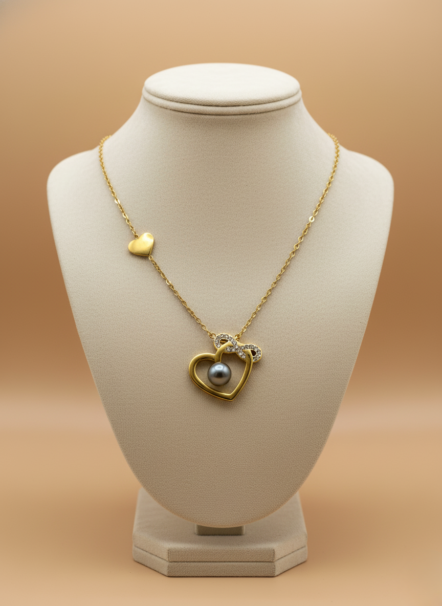Heart Pearl Infinity Necklace