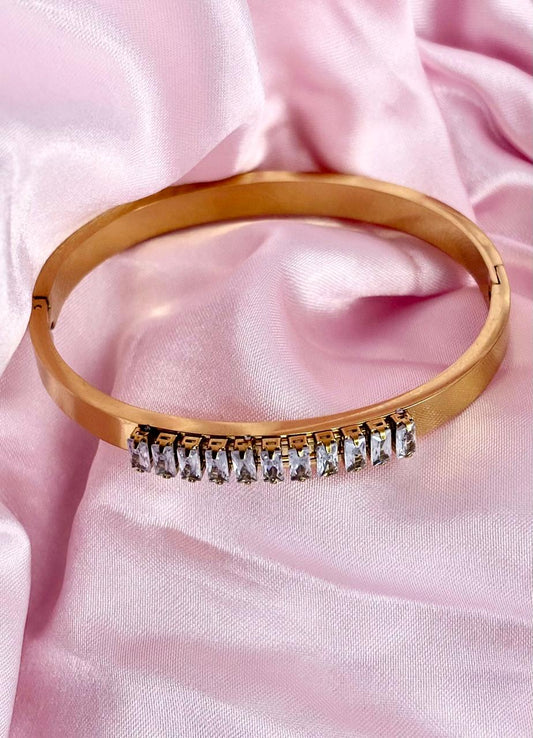 Linear Crystal Gold Bracelet – Korean Luxe Classic