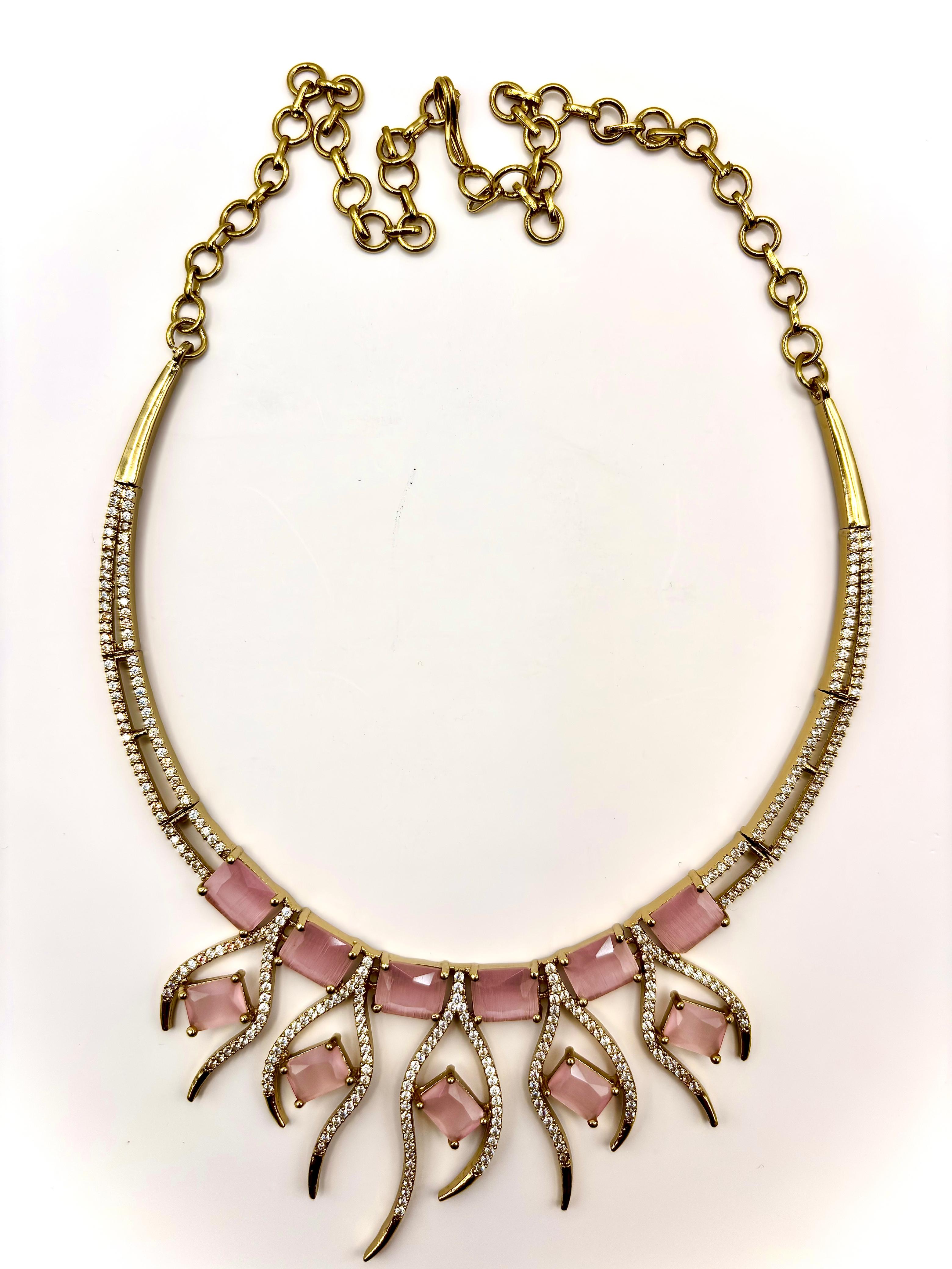 Pink Blush AD Hasli Necklace Set
