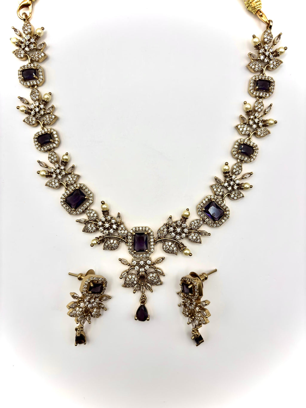 Amethyst Glow AD Necklace Set