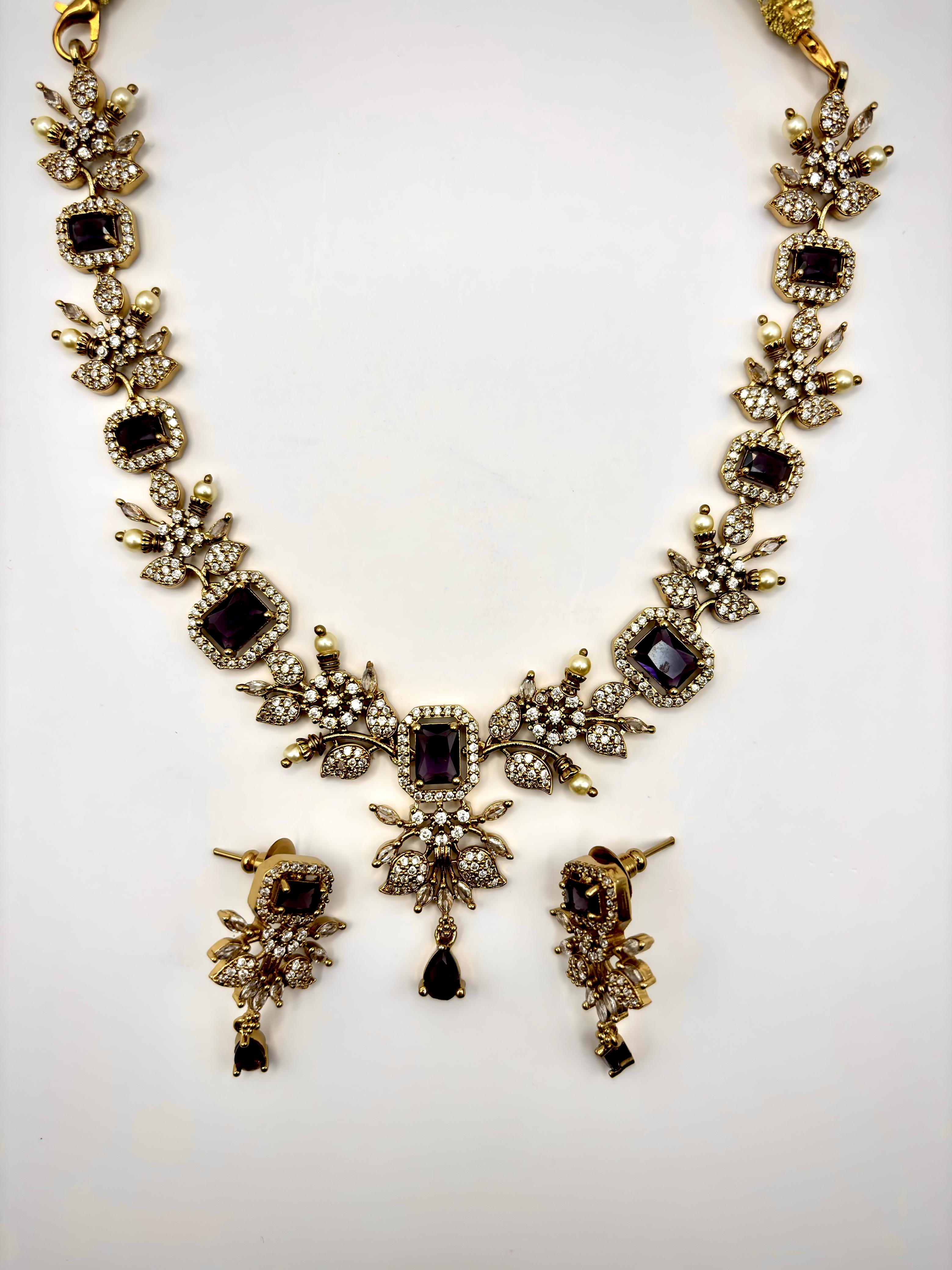 Amethyst Glow AD Necklace Set