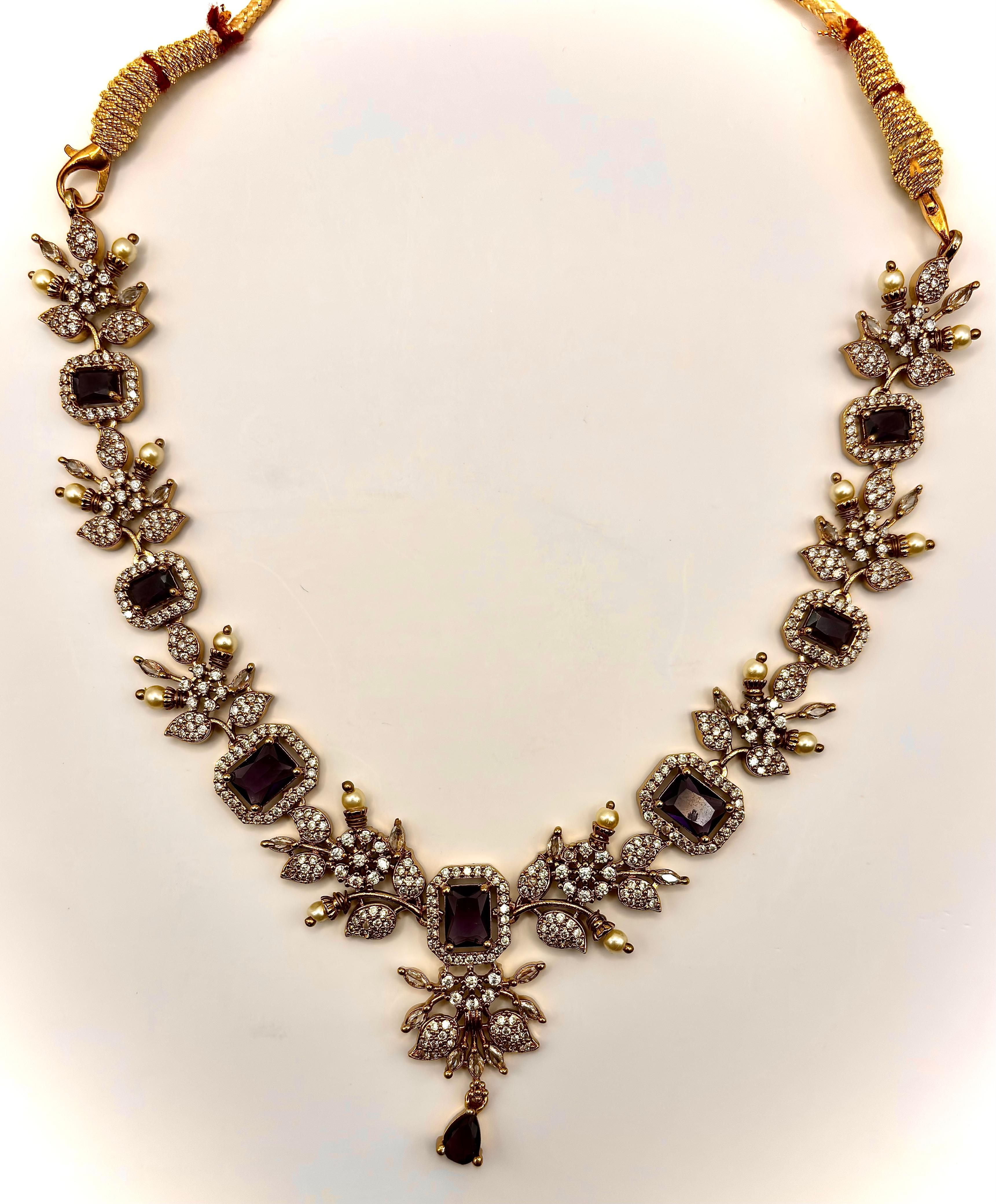 Amethyst Glow AD Necklace Set