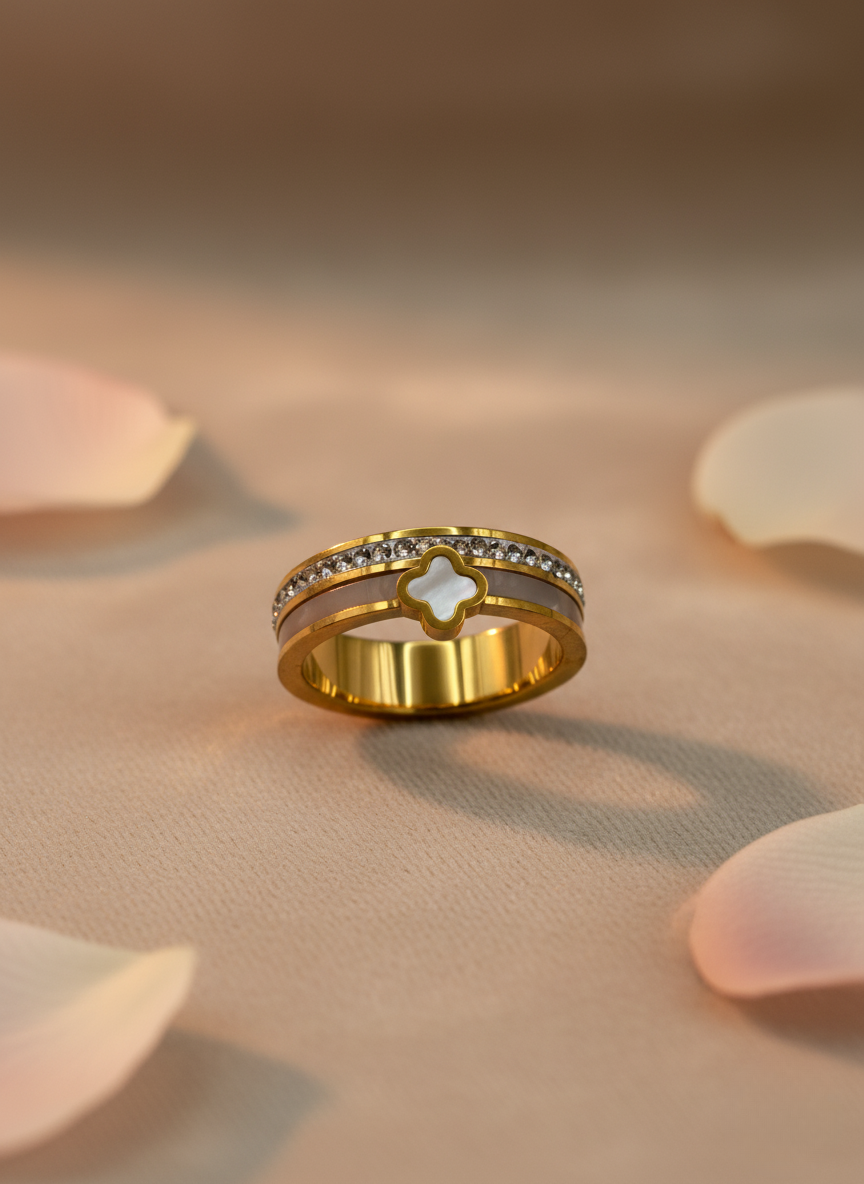 White Clover Dual Band Ring