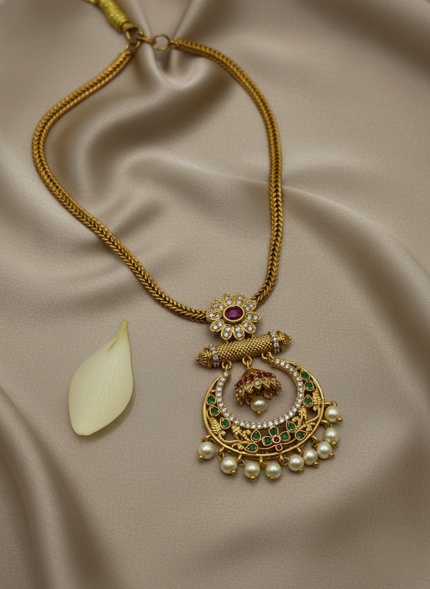 Kashwi CZ Chandbali Necklace