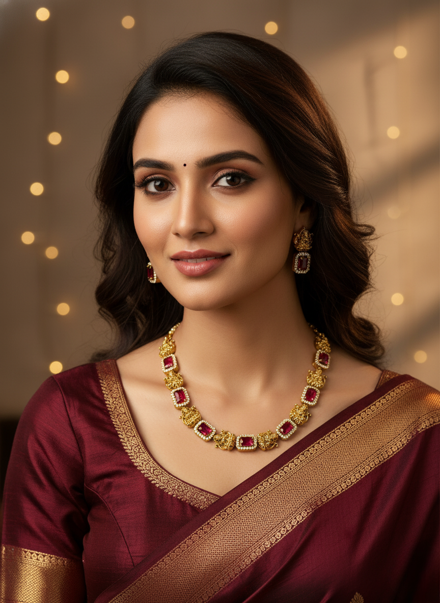 Ruby Lakshmi AD Necklace Set