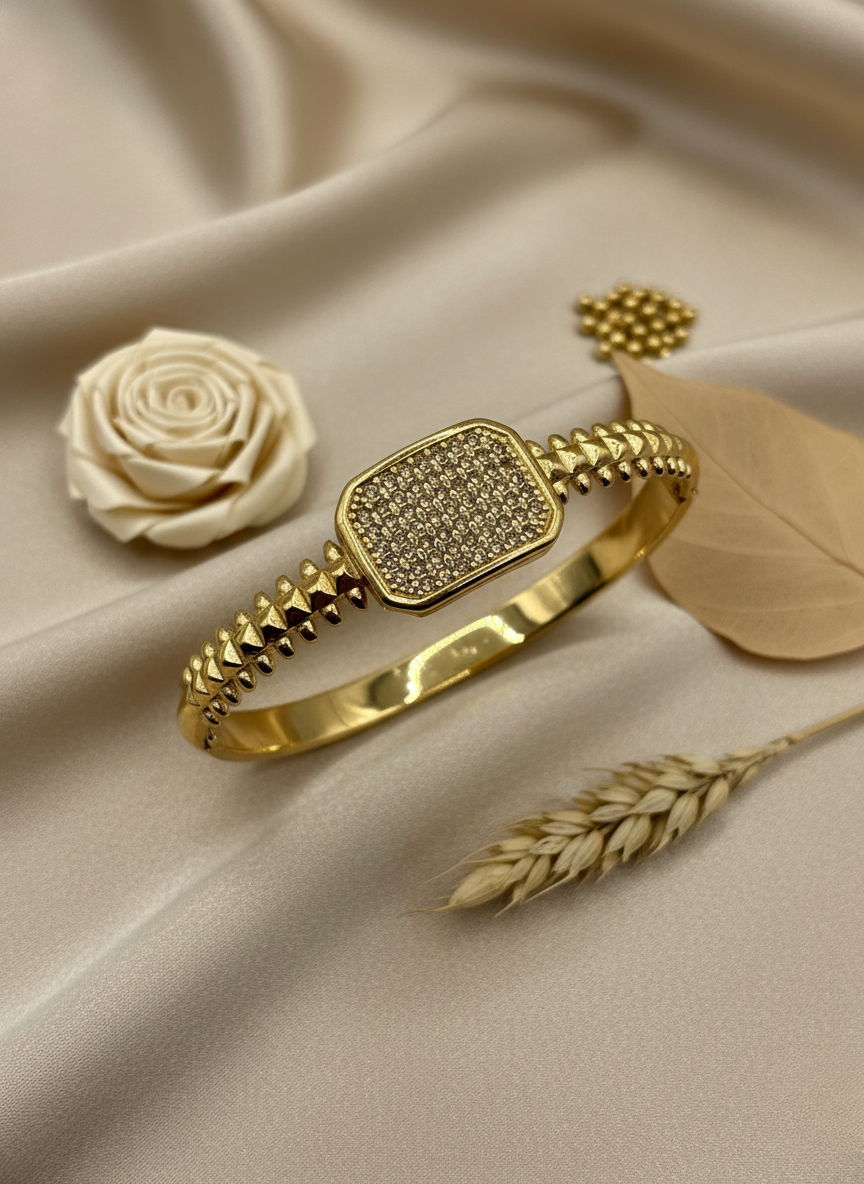 Textured Radiance Gold-Tone Bracelet