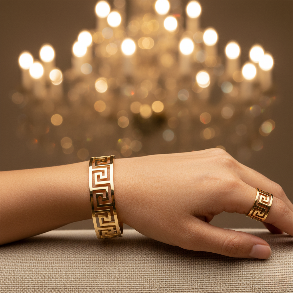 Maze Luxe Bracelet & Ring Combo (Anti-Tarnish Korean Finish)