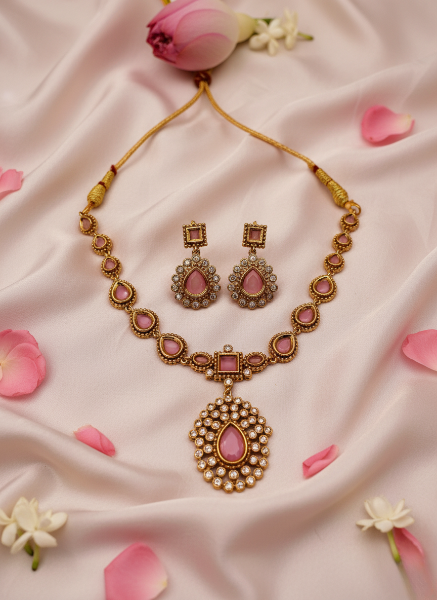 Victorian Pink Royal Necklace Set
