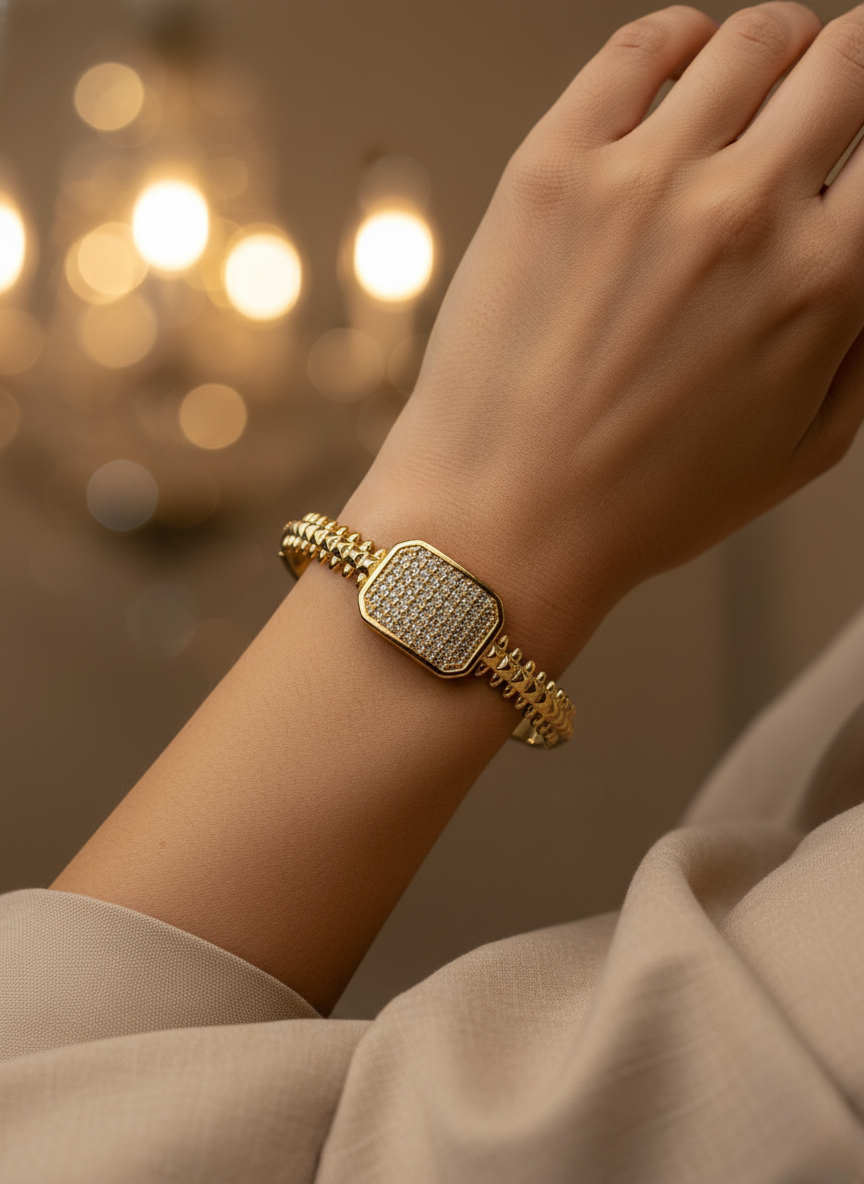 Textured Radiance Gold-Tone Bracelet