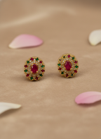 Ruby–Emerald AD Stud Earrings – Festive Radiance