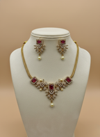 Kashwi Ruby Bloom AD Necklace Set