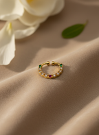 Emerald & Ruby AD Stone Nose Septum – Gold Finish