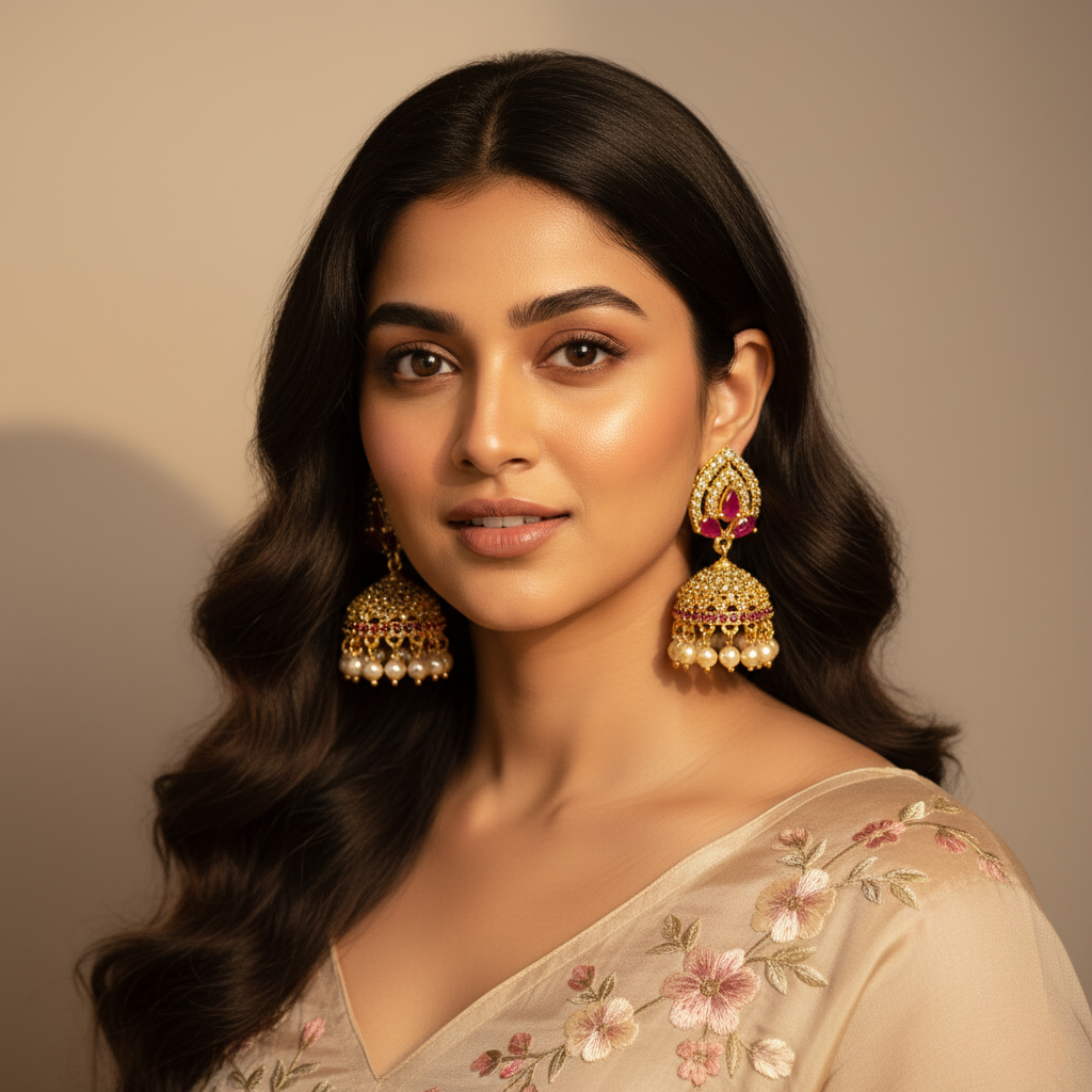 Ruby AD Jhumkis – Royal Radiance