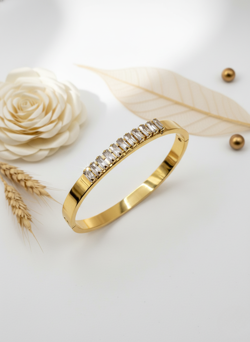 Linear Crystal Gold Bracelet – Korean Luxe Classic