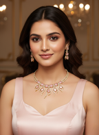 Pink Blush AD Hasli Necklace Set
