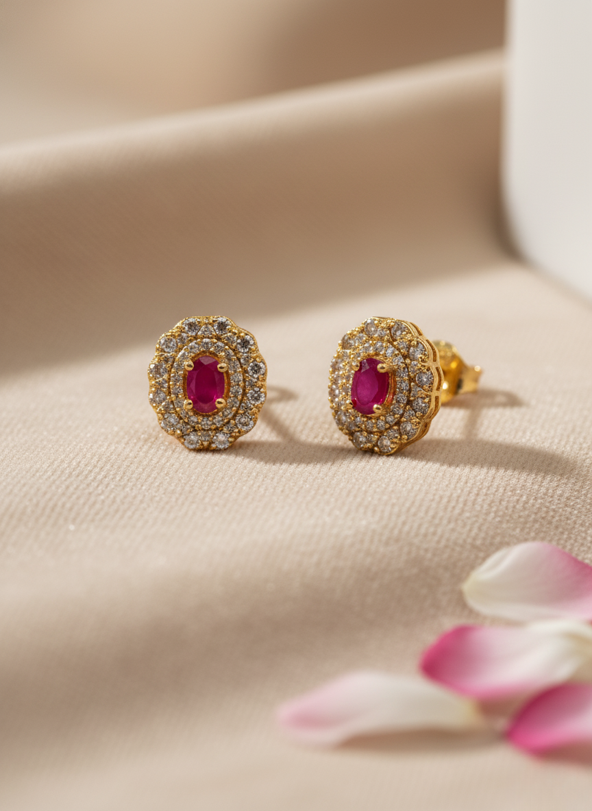 Ruby Red AD Stud Earrings – Royal Glow
