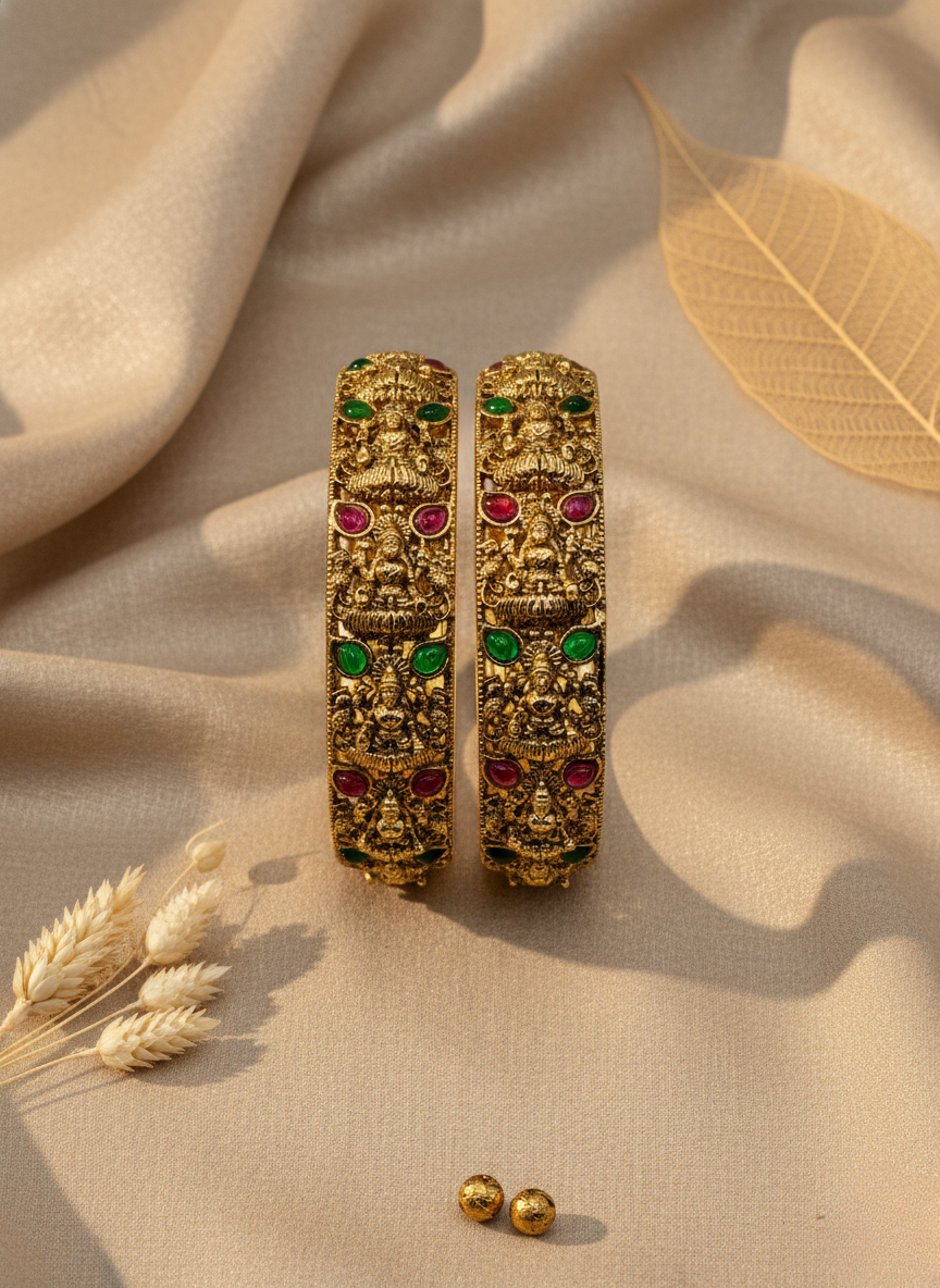 Temple Goddess Antique Bangle (Set of 2)