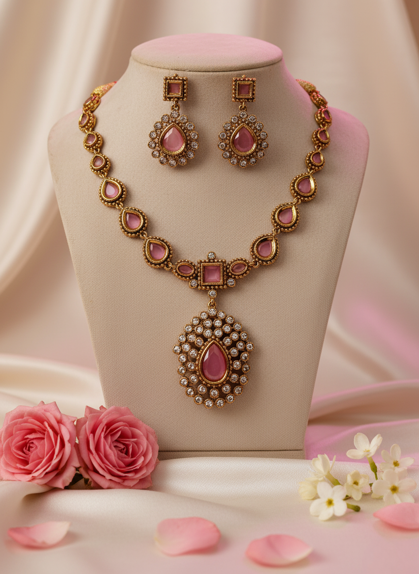 Victorian Pink Royal Necklace Set