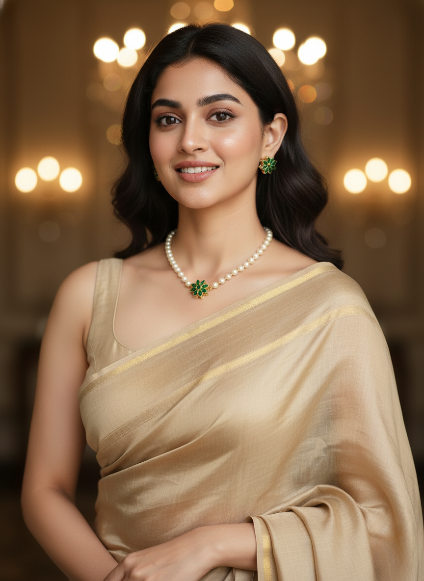 Kashwi Emerald Bloom Pearl Necklace Set