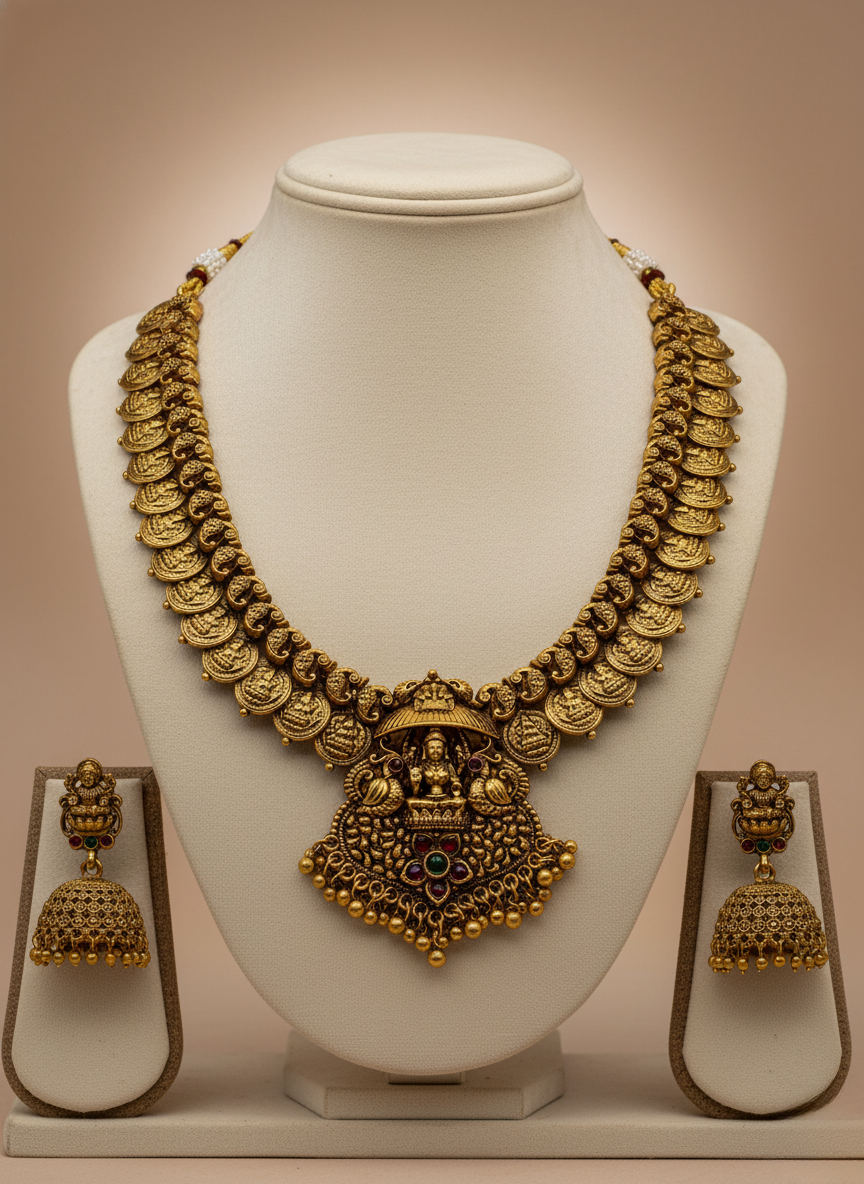 Kashwi Antique Lakshmi Coin Necklace Set