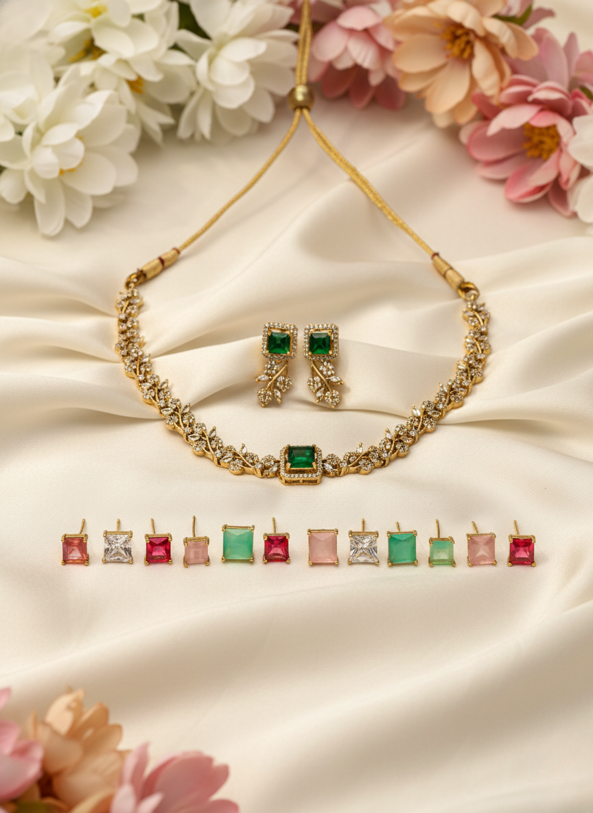 Colour Changing AD Necklace Set (Emerald Radiance)